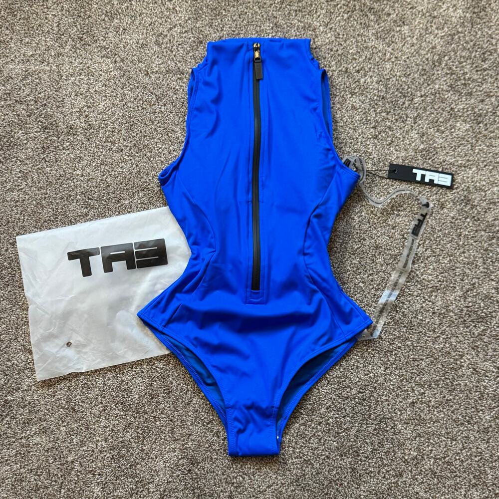 TA3 Sleeveless Surfy Sapphire Blue XS Short Reg Cut Swimsuit Slimming NWT $188
